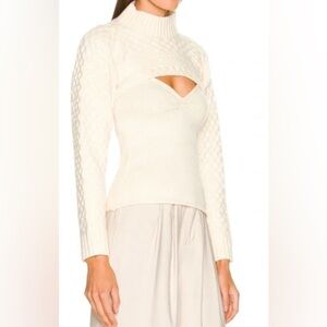 ASTR The Label Imani 2-Piece Cream Cable Knit Turtleneck Sweater Set - Size L